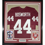 Framed Autographed/Signed Brian Bosworth 35x39 Oklahoma Red Jersey JSA COA