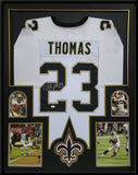 FRAMED NEW ORLEANS SAINTS PIERRE THOMAS AUTOGRAPHED SIGNED JERSEY JSA COA