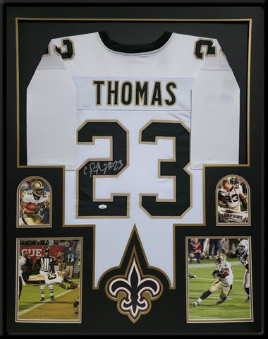 FRAMED NEW ORLEANS SAINTS PIERRE THOMAS AUTOGRAPHED SIGNED JERSEY JSA COA