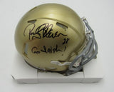 Rocky Bleier HOF Signed/Inscr Gold Mini Helmet Notre Dame Beckett Witness 191558