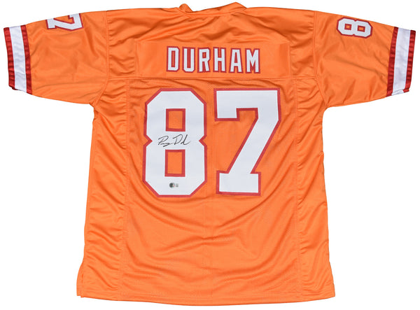 PAYNE DURHAM SIGNED TAMPA BAY BUCCANEERS BUCS #87 ORANGE JERSEY BECKETT