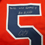 Autographed/Signed Cristian Javier Houston Orange Jersey Beckett BAS COA