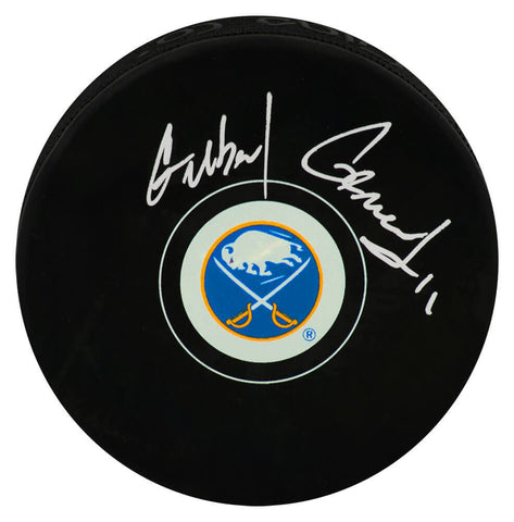 Gilbert Perreault Signed Buffalo Sabres Team Logo Hockey Puck - (SCHWARTZ COA)