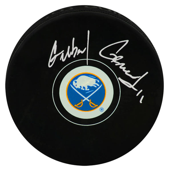 Gilbert Perreault Signed Buffalo Sabres Team Logo Hockey Puck - (SCHWARTZ COA)
