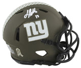 Giants Jalin Hyatt Signed Salute To Service Speed Mini Helmet w/ Case BAS Wit