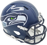 Kenneth Walker III Signed Seattle Seahawks Blue Speed Mini Helmet Beckett Wit