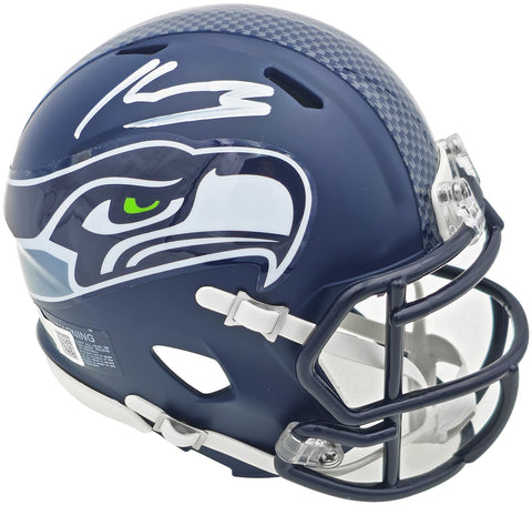 Kenneth Walker III Signed Seattle Seahawks Blue Speed Mini Helmet Beckett Wit
