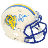 Marshall Faulk Autographed Rams RETRO Speed Mini Helmet Beckett Witnessed
