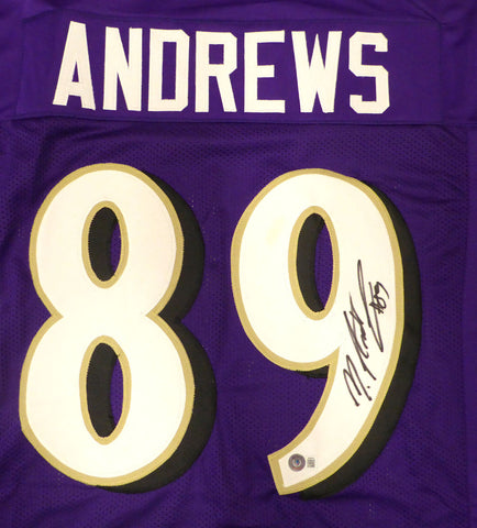 Baltimore Ravens Mark Andrews Autographed Purple Jersey Beckett BAS QR #W368931