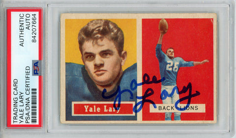 Yale Lary Autographed/Signed 1957 Topps #68 Trading Card PSA Slab 43766