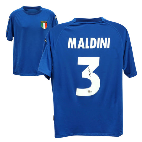 Paolo Maldini Signed Italy FC Soccer Jersey #3 with Beckett COA