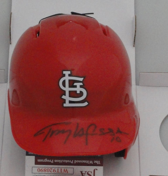 Cardinals TONY LARUSSA Signed Rawlings Baseball Mini Helmet AUTO - JSA