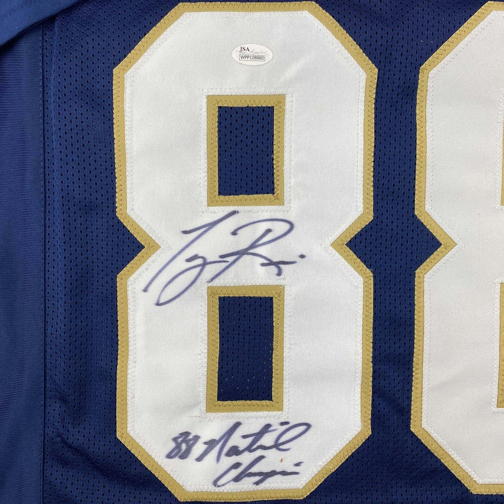 Autographed/Signed Tony Rice 1988 National Champs Notre Dame Blue Jers ...