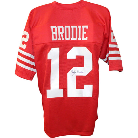 John Brodie Autographed/Signed Pro Style Red Jersey JSA 44091