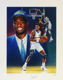 Nuggets Dikembe Mutumbo Authentic Signed 24x30.25 Lithograph BAS #BJ06318
