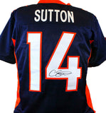 Courtland Sutton Autographed Blue Pro Style Jersey- Beckett W Hologram *4