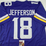 Autographed/Signed JUSTIN JEFFERSON Minnesota Purple Football Jersey JSA COA
