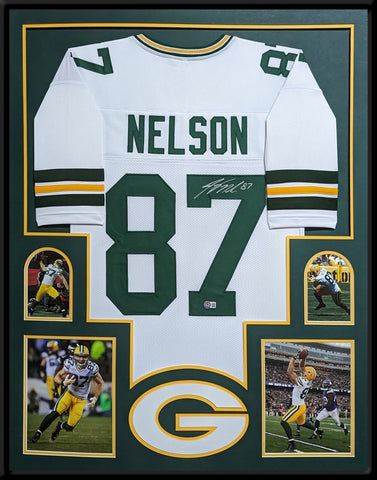 FRAMED GREEN BAY PACKERS JORDY NELSON AUTOGRAPHED SIGNED JERSEY BECKETT HOLO