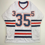 Autographed/Signed Dwayne Roloson Edmonton White Jersey Beckett BAS COA