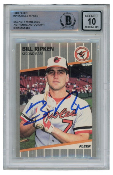 Billy Ripken Autographed 1989 Fleer #616 Error Card 10 Grade Beckett 52538