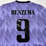 Autographed/Signed Karim Benzema Real Madrid 2022-23 Purple Jersey Beckett COA