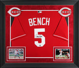 Reds Johnny Bench Authentic Signed Red Majestic Framed Jersey Fanatics