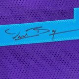 Autographed/Signed Muggsy Bogues Charlotte Purple Modern Jersey Beckett COA