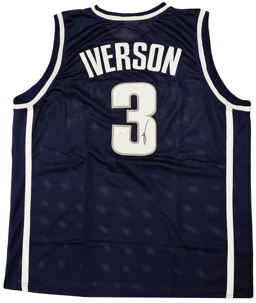 GEORGETOWN HOYAS ALLEN IVERSON AUTOGRAPHED SIGNED BLUE JERSEY JSA STOC ...