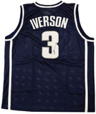 GEORGETOWN HOYAS ALLEN IVERSON AUTOGRAPHED SIGNED BLUE JERSEY JSA STOCK #215711