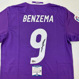Autographed/Signed Karim Benzema Real Madrid 2016-17 Purple Jersey Beckett COA