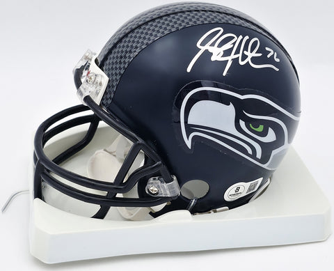 Steve Hutchinson Autographed Seahawks Blue Mini Helmet Beckett QR #BS30344