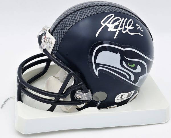 Steve Hutchinson Autographed Seahawks Blue Mini Helmet Beckett QR #BS30344