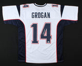 Steve Grogan Signed New England Patriots White Jersey (JSA COA) Super Bowl QB