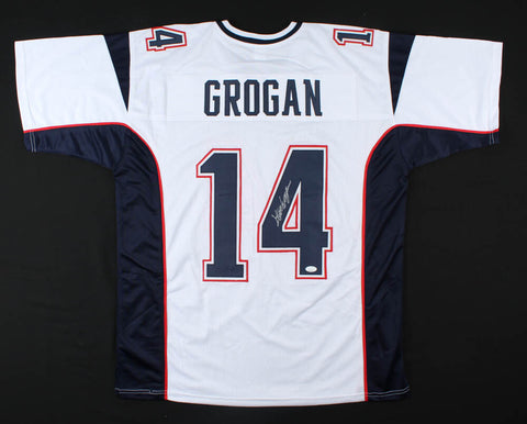 Steve Grogan Signed New England Patriots White Jersey (JSA COA) Super Bowl QB