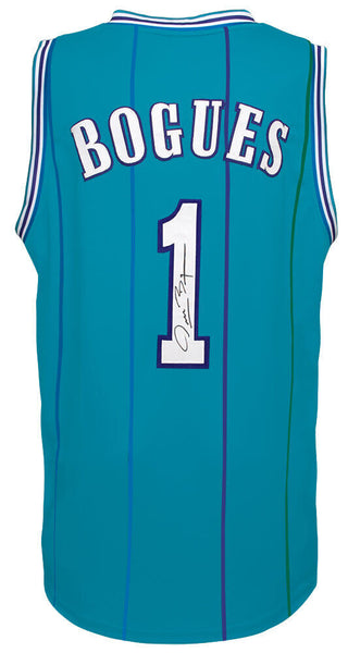Muggsy Bogues (HORNETS) Signed Teal Custom Basketball Jersey - (SCHWARTZ COA)