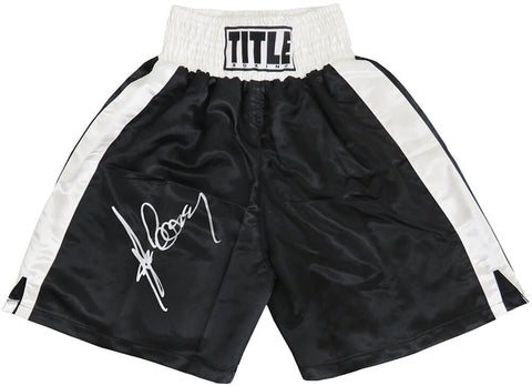 Gerry Cooney Signed Title Black & White Trim Boxing Trunks - (SCHWARTZ COA)
