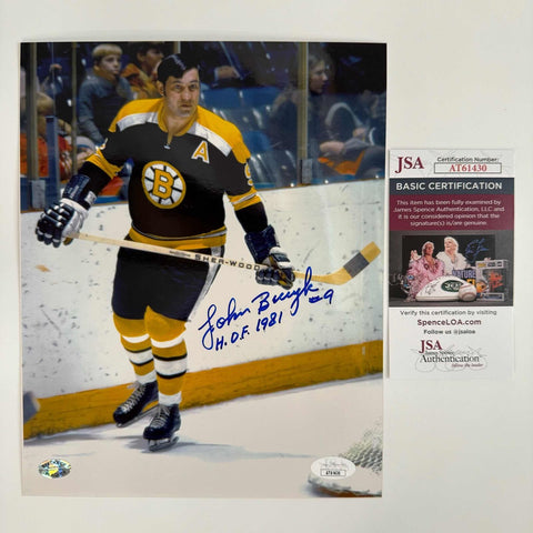 Autographed/Signed Johnny John Bucyk Boston Bruins 8x10 Hockey Photo JSA COA