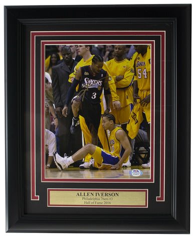Allen Iverson Signed Framed 8x10 Philadelphia 76ers Step Over Photo PSA ITP