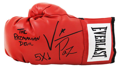 Vinny Paz Pazienza Signed Everlast Red Boxing Glove w/Pazmanian Devil, 5x - SS