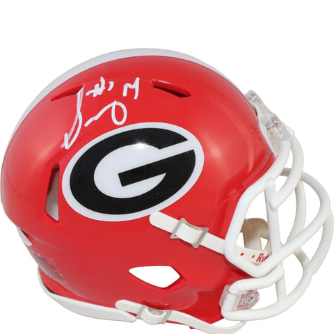 Sony Michel Autographed/Signed Georgia Bulldogs Mini Helmet Beckett 53933