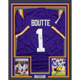Framed Autographed/Signed Kayshon Boutte 35x39 LSU Purple Jersey JSA COA