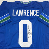Autographed/Signed DeMarcus Lawrence Seattle Blue Retro Jersey Beckett BAS COA