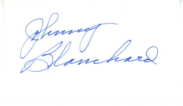 Johnny Blanchard Autographed/Signed New York Yankees Index Card Beckett 56524