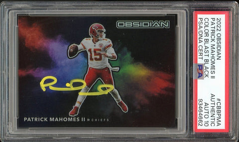 2022 Panini Obsidian Black Color Blast Patrick Mahomes PSA/DNA Authentic Auto 10
