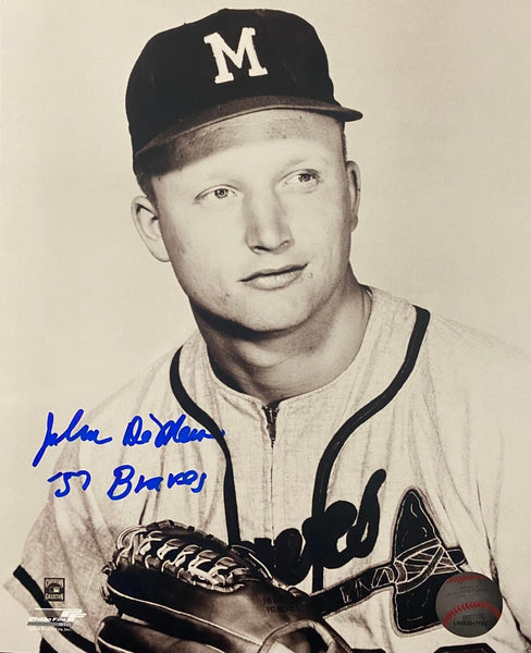 Milwaukee Braves JOHN DeMERIT Signed 8x10 Photo #3 AUTO - W/ "'57 BRAVES"
