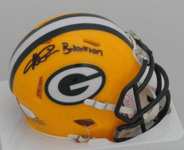Packers ANDRE RISON Signed Riddell Green Bay Speed Mini Helmet w/ "Badmoon" JSA