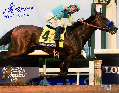 Victor Espinoza Signed 8x10 American Pharoah Photo HOF 2017 Insc Steiner CX