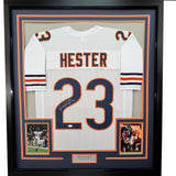 Framed Autographed/Signed Devin Hester 35x39 Chicago White Jersey JSA COA