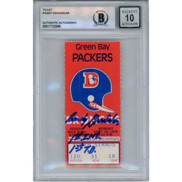 Randy Gradishar Signed Ticket Stub 11/29/75 v Packers 1st INT Slab Beckett 49081
