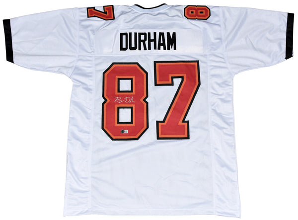 PAYNE DURHAM SIGNED TAMPA BAY BUCCANEERS BUCS #87 WHITE JERSEY BECKETT
